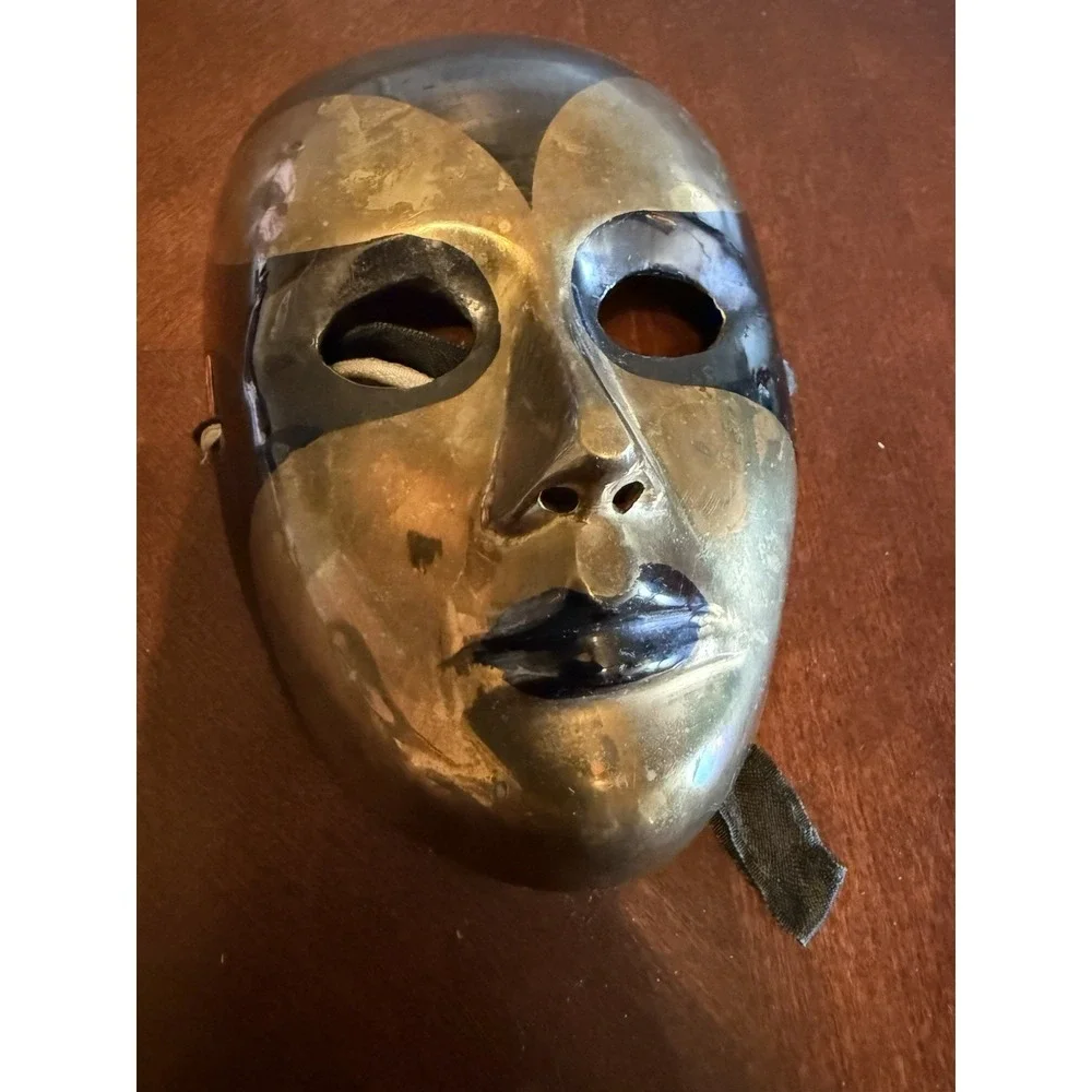 Vintage Brass Mardi Gras Theater Mask Black Gold Wall Decor Made In India‎